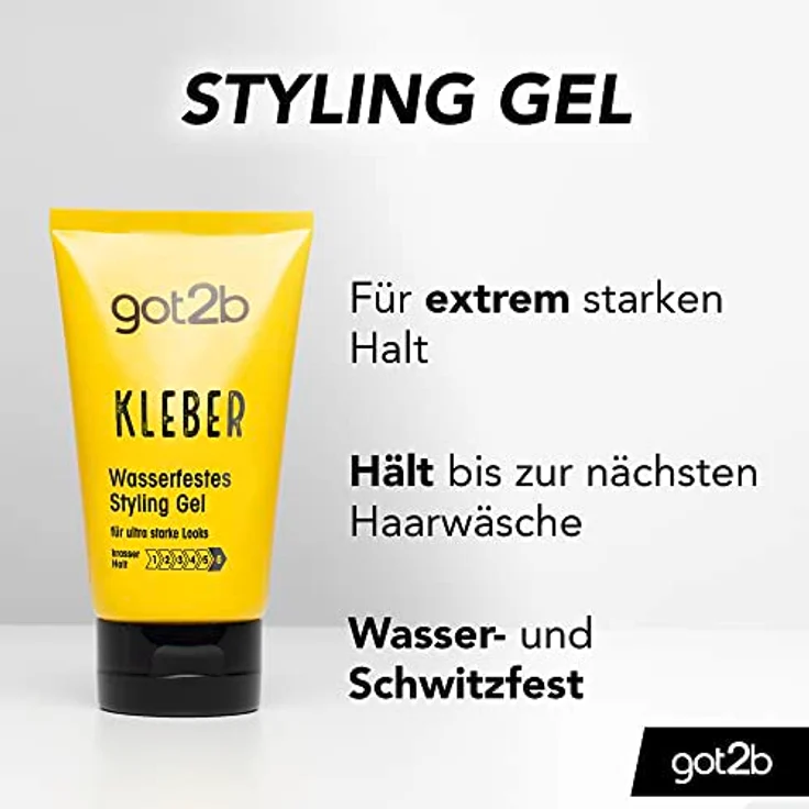 got2b Kleber Haar Gel Halt 6 (150 ml), wasser- und schweißfestes Styling Gel für krassen Halt, hart wie Beton bis zur nächsten Haarwäsche, für vertikale und Sleek Looks – Bild 4