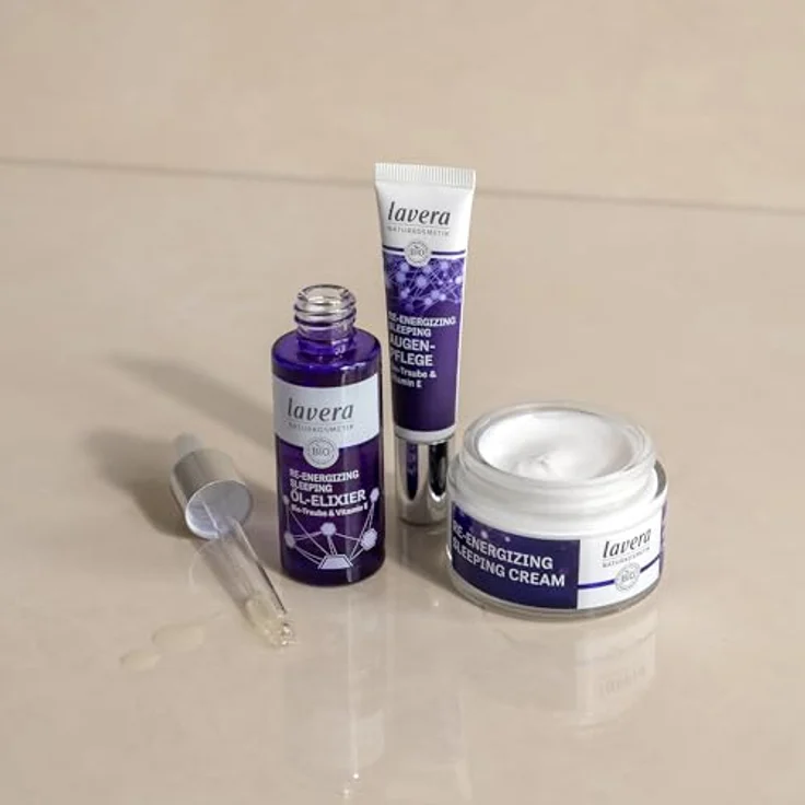 lavera Re-Energizing Sleeping Cream, Nachtcreme 50 ml für Damen mit Biotrauben und Vitamin E, 100% zertifizierte Naturkosmetik – Bild 5