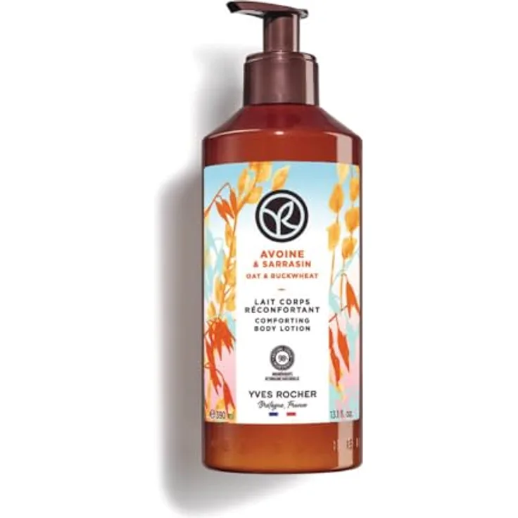 Yves Rocher Bain de Nature pflegende Bodylotion Oat & Buckwheat, 390 ml, feuchtigkeitsspendend und regenerierend, vegan, zieht schnell ein