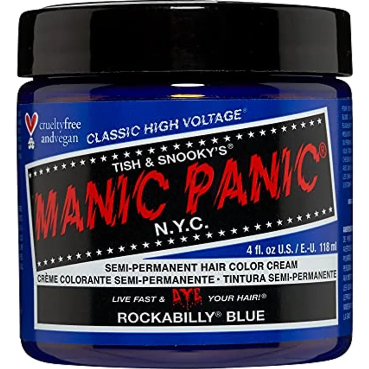 Manic Panic Rockabilly Blue Classic Creme, Vegan, Cruelty Free, Semi Permanent Hair Dye 118ml