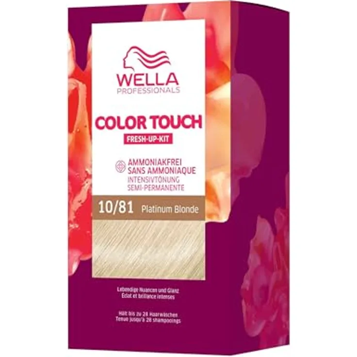 Wella Professionals Color Touch demi-permanente Haarfarbe ohne Ammoniak – Haarfärbemittel zur Farbauffrischung und Grauhaar-Abdeckung – Ansatz-Kit inkl. Haarmaske – 10/81 Platinum Blonde (130 ml)