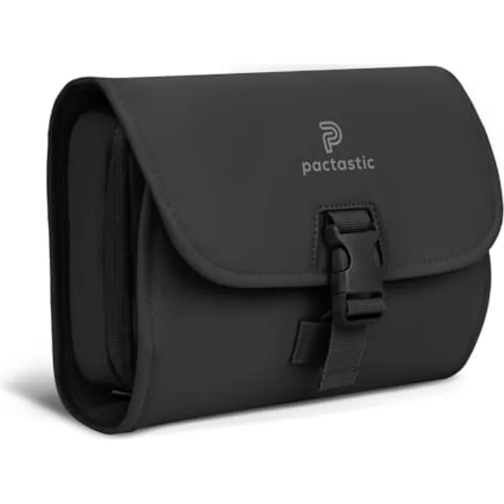 Pactastic Kosmetiktasche zum Aufhängen | 340 g Leichter ausklappbarer Kulturbeutel/Rolle mit 4 Reißverschlussfächern aus wasserabweisendem Tech-Material | 24 x 6 x 21 cm für Pflegeprodukte