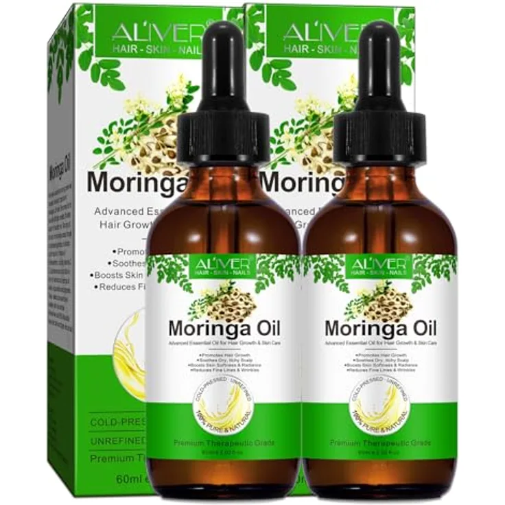 P-Beauty Moringa Öl, Kaltgepresstes Pflegeöl für Haare, Haut & Gesicht - Feuchtigkeit, Anti-Frizz, Anti-Aging, glättet & schützt - 2x60ml