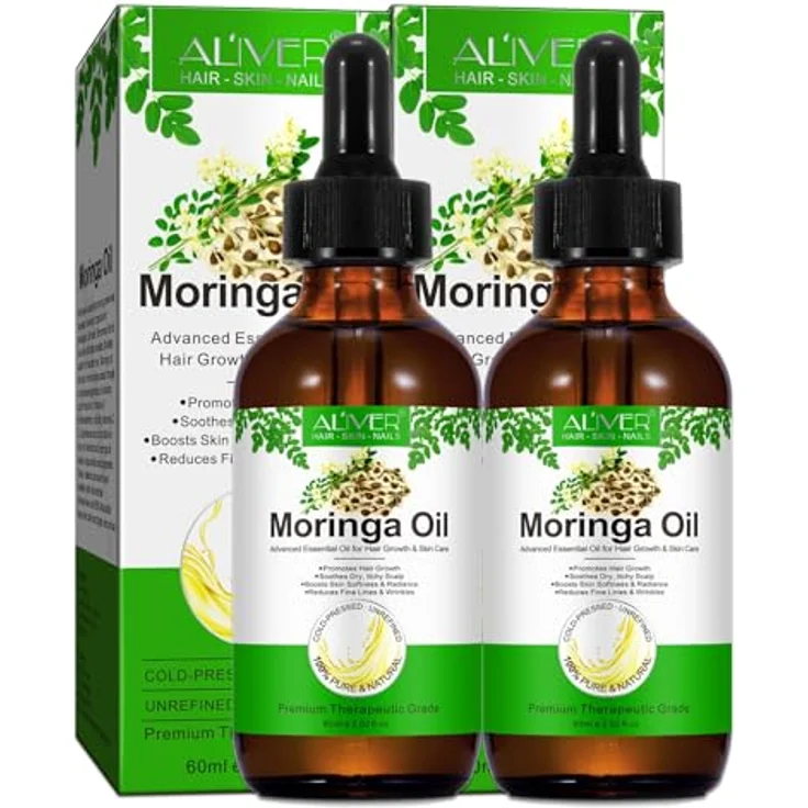 P-Beauty Moringa Öl, Kaltgepresstes Pflegeöl für Haare, Haut & Gesicht - Feuchtigkeit, Anti-Frizz, Anti-Aging, glättet & schützt - 2x60ml – Bild 1