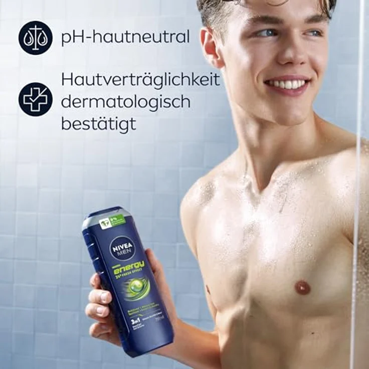 NIVEA MEN Energy Duschgel, pH-hautneutrale Pflegedusche mit natürlicher Minze und 24h Frischeeffekt, für Männer (250 ml) – Bild 4