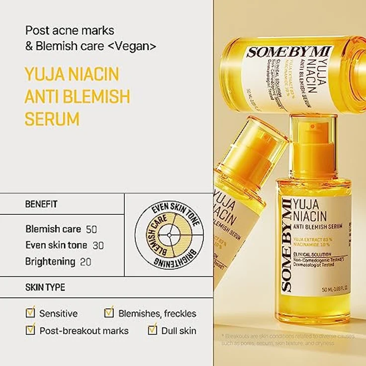 SOME BY MI Yuja Niacin Serum gegen Hautunreinheiten, 50 ml, hergestellt aus 10% Niacinamid und 83% Yuja-Essenz, fortschrittliches Serum zur Aufhellung der Haut und zur Behandlung von – Bild 3