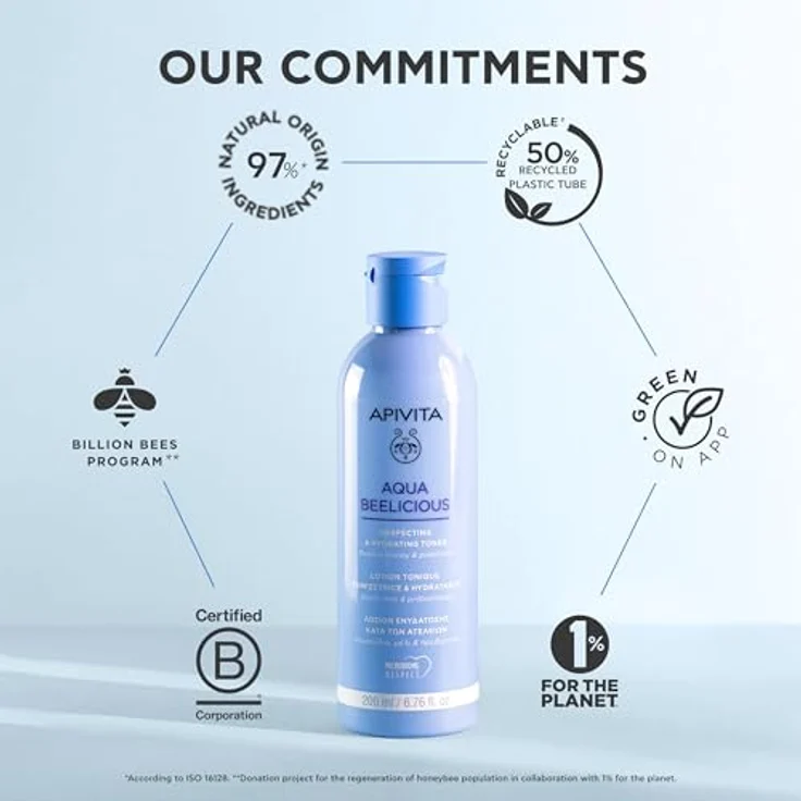 Apivita Aqua Beelicious Hydrating Toner, Tonisierendes Gesichtswasser mit feuchtigkeitsspendender Wirkung, 200 ml – Bild 7