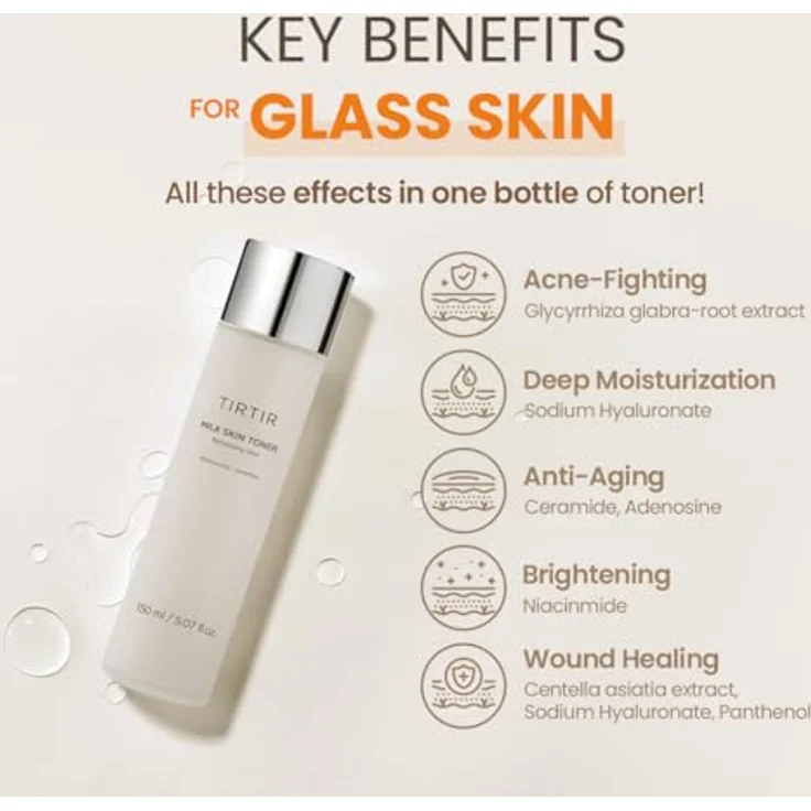 TIRTIR Milk Skin Toner, Gesichtstonikum für hydratisierte und strahlende Haut, 150 ml mit Hyaluronsäure und Provitamin B5 – Bild 7