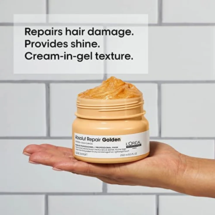 L´Oréal Professionnel Série Expert Absolut Repair Gold Quinoa + Protein Golden Masque pflegende Haarmaske für stark geschädigtes Haar 250 ml – Bild 4