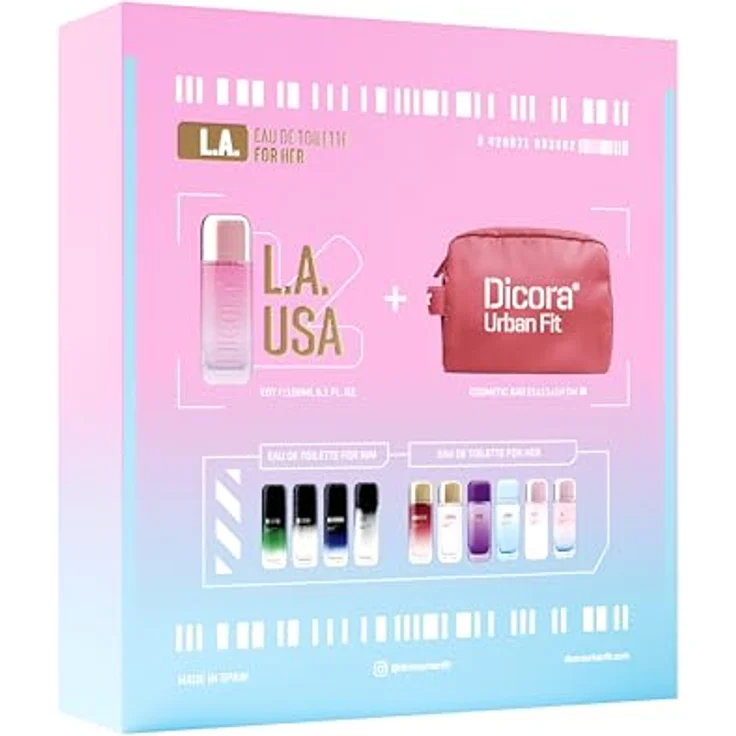 Dicora UrbanFit DICORA URBAN FIT SET L.A. FOR HER + NECESER, Damenparfüm EDT 150 ml, blumiger und fruchtiger Duft mit Mandarine, Orangenblüte und Moschus – Bild 3