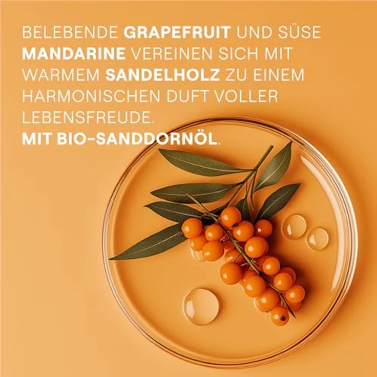 WELEDA Bio Sanddorn Vitality XL Duschgel mit Grapefruit / Sandelholz Duft, 100% vegan (1x 400ml) – Bild 5