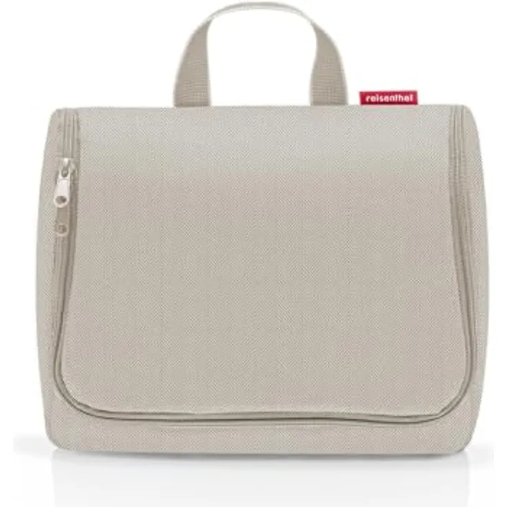 reisenthel toiletbag XL Herringbone Sand - praktischer Kulturbeutel mit Haken, wasserabweisendes Material