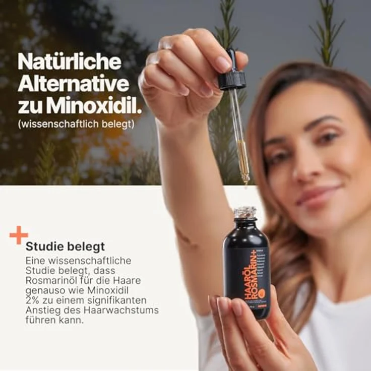 IMPERIO Haaröl Rosmarin+, 60ml - 100% natürliche Haarpflege gegen Haarausfall, mit Rosmarinöl und hochwertigen Ölen zur Anregung des Haarwachstums für Kopfhaut & Bart, ohne Zusätze – Bild 3