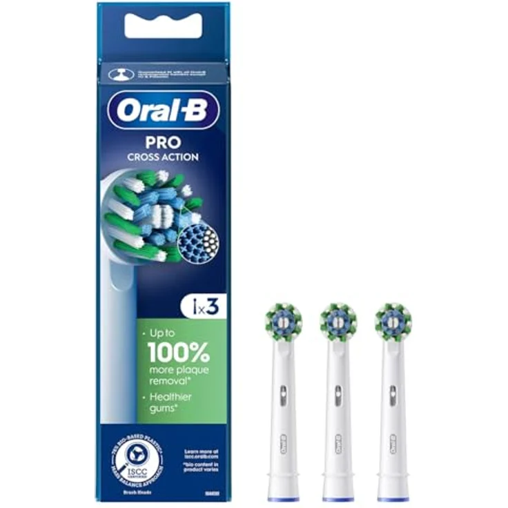 Oral-B Pro CrossAction Zahnbürstenkopf, 2200 Borsten für effektive Plaque-Entfernung, 3er Pack – Bild 1