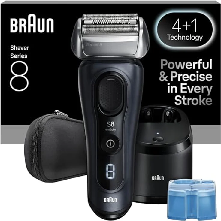 Braun Series 8, Elektrorasierer mit 4+1 Technologie, SensoAdapt-Technologie, 60 Minuten Akkulaufzeit, wasserdicht, inkl. Reiseetui und SmartCare Center – Bild 1