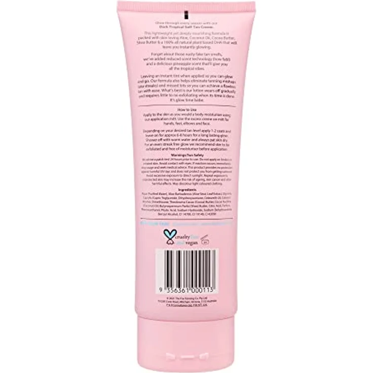 The Fox Tan - Selbstbräuner für den Körper - Dark Tropical Self-Tan Creme - mit 100% natürlicher DHA, Selbstbräunungs-Creme ohne Selbstbräuner-Geruch, 200 ml – Bild 2