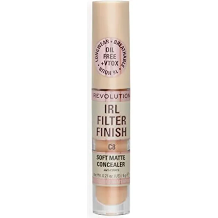 Makeup Revolution, IRL Filter Finish Concealer, Mittlere bis volle Deckkraft, C8, 6g