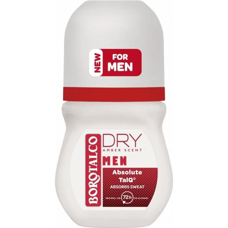 Borotalco MEN Dry Amber, Deo Roll On 50 ml, alkoholfrei, langanhaltende Frische und Schweißregulation
