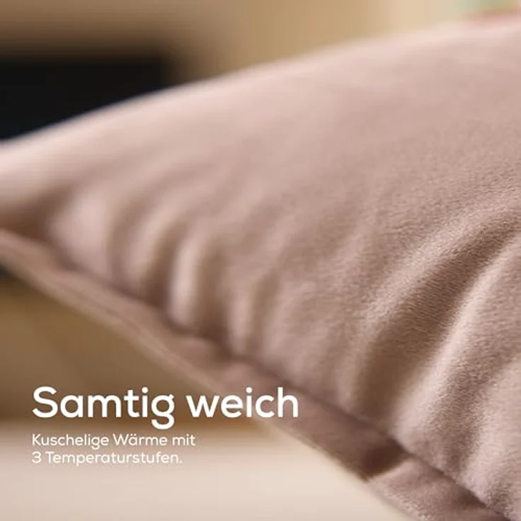 Beurer Heaty Heizkissen, kabelloses Wärmekissen mit Akku, 3 Temperaturstufen, Schnellheizung, wasserabweisend, Samt, smokey-taupe – Bild 5