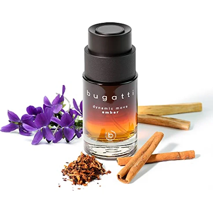 bugatti Parfüm Herren Dynamic Move Amber 100ml, rauchig-warmes Eau de Toilette, sinnlich-starke Kombination aus Zimt, Tabak & Cypriol, dynamisch, pudrig & süßlich-scharfem – Bild 2