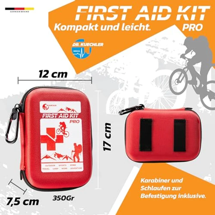 DR.KUECHLER MEDICAL Erste-Hilfe-Set Outdoor Premium PRO, 35 Teile inklusive Kompass und Pfeife, rot – Bild 5