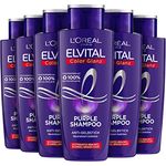 L'Oréal Paris Elvital Shampoo für blondes, gesträhntes, graues Haar, Neutralisiert Gelbtöne, Color Glanz Purple Silbershampoo für Anti-Gelbstich, 6 x 200 ml