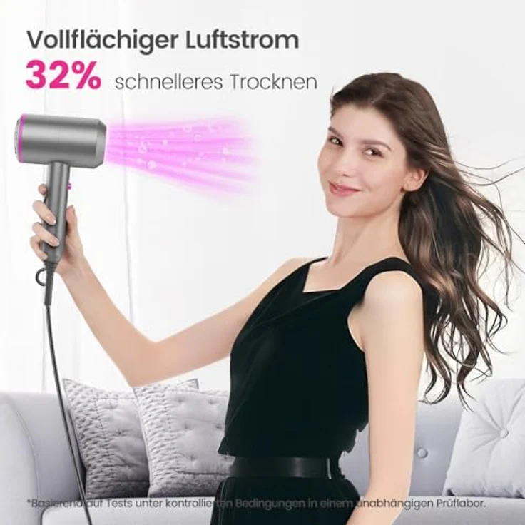 CASAMAA Ionen Föhn AC-Motor Haartrockner, Profi Fön mit 3 Temperaturstufen, 2 Gebläsestufen, Kaltlufttaste, 3 Stylingdüsen & Diffusor, energieeffizientes Design – Bild 3