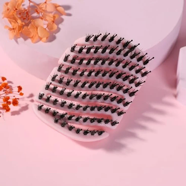 Sister Young MILA PINK BV - Mini-Bürste mit natürlichen Wildschweinborsten und Nylonstiften, No Tangle für gesundes Haarpflege – Bild 2