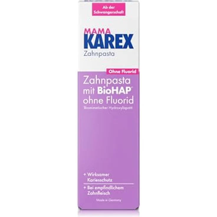 Karex Mama KAREX Zahnpasta - 75 ml - Kariesschutz für werdende und stillende Mütter, ohne Fluorid, sanfte Formel mit BioHAP – Bild 2