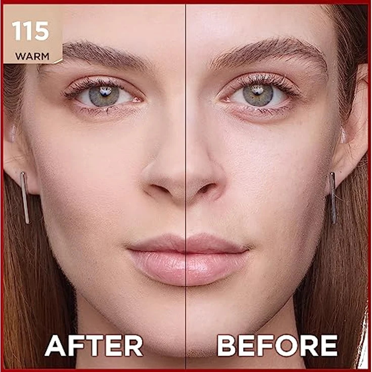 L'Oréal Paris Make up, Wasserfest und langanhaltend, Mattierende, flüssige Foundation mit hoher Deckkraft, Formel mit 4% Niacinamiden, Infaillible 32H Matte Cover, Nr. 115 Warm, 1 x 30 ml – Bild 3