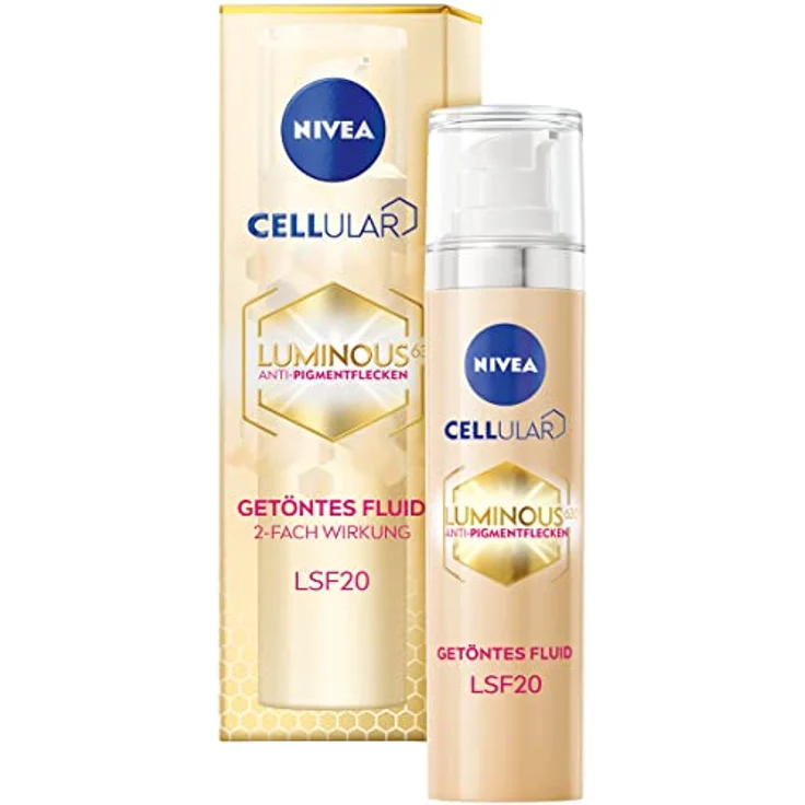 NIVEA Cellular Luminous 630 Anti-Pigmentflecken Getöntes Fluid LSF20 (40 ml), Gesichtspflege gegen Pigmentflecken und Altersflecken, feuchtigkeitsspendendes Fluid mit Hyaluron – Bild 1