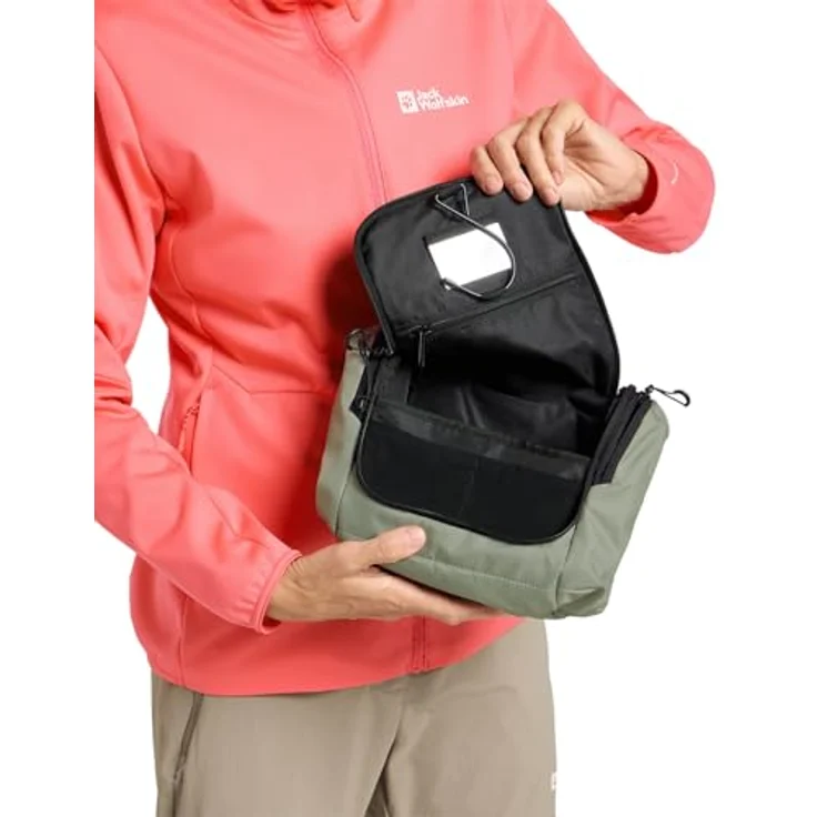 Jack Wolfskin Wandermood Washbag, strapazierfähige 5-Liter Kulturbeutel, grün – Bild 7