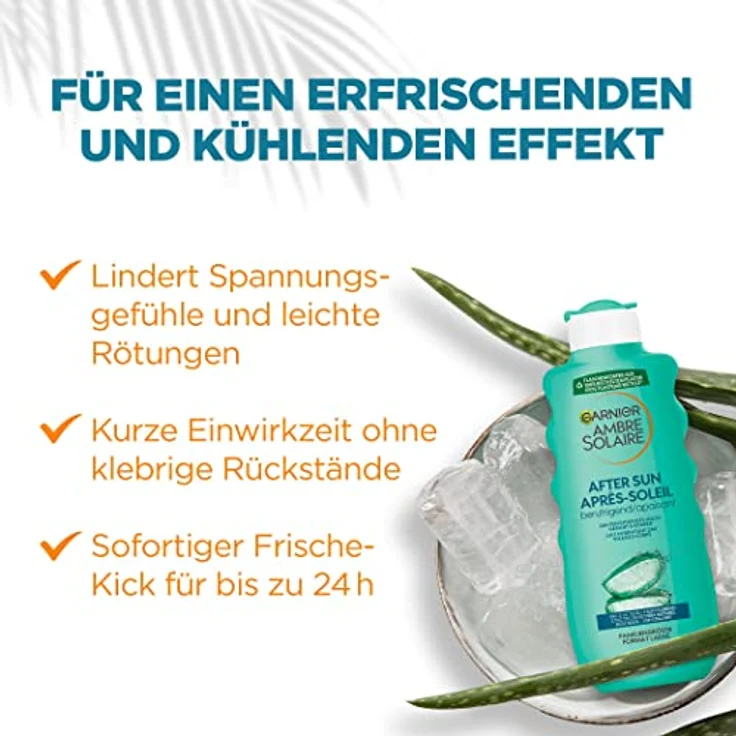 Garnier After Sun Lotion, Kühlende und beruhigende Bodylotion mit Aloe Vera, Ambre Solaire After Sun Beruhigende Feuchtigkeits-Milch, 1 x 400 ml – Bild 4