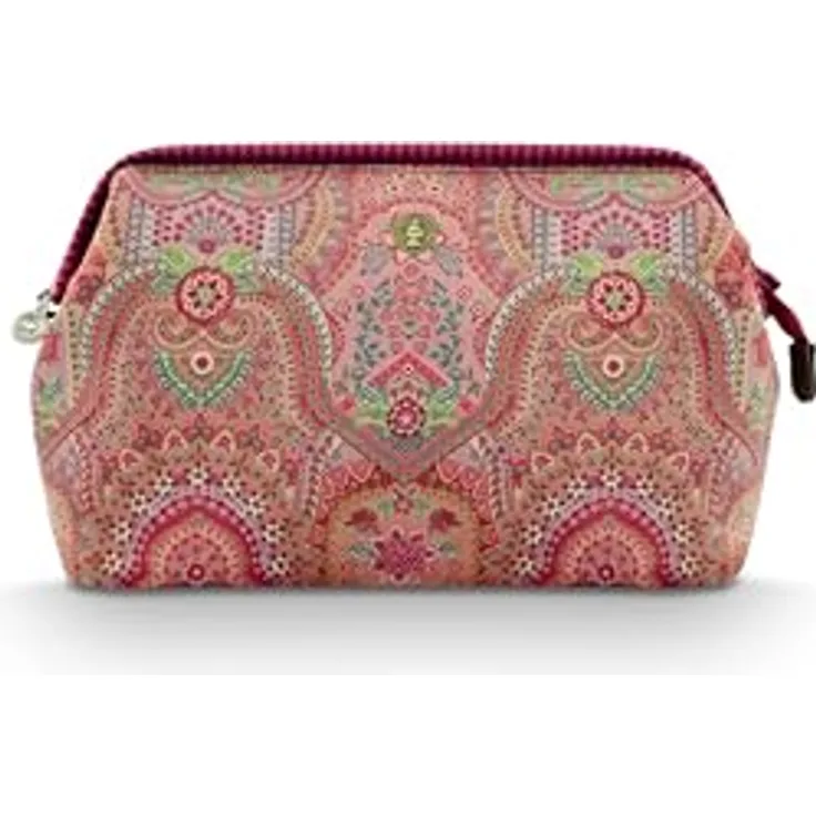 Pip Studio Cooper Cosmetic Purse Extra Large Jabali Red, geräumiger Kulturbeutel mit Zipper- und Bügelverschluss, 30x13.8x20.7cm