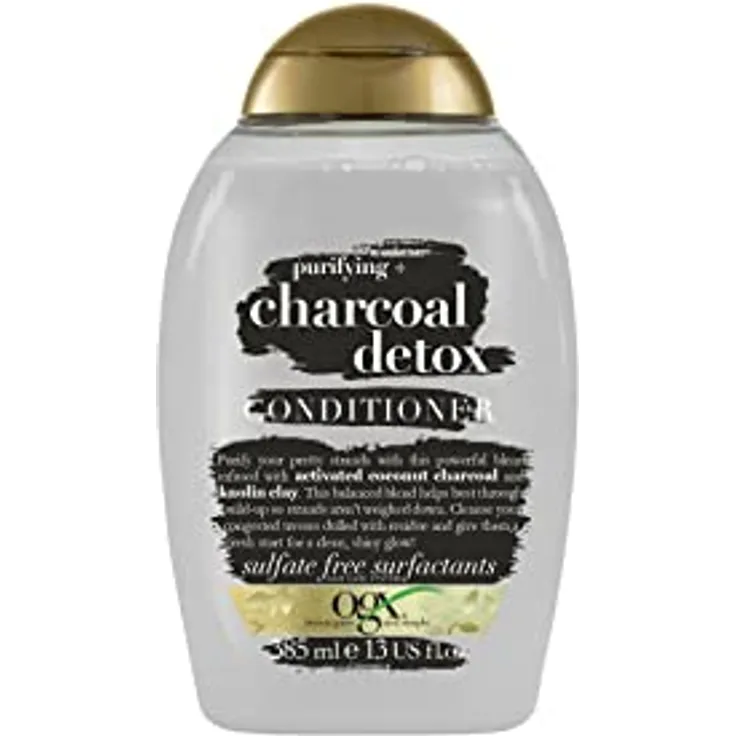 OGX Purifying Charcoal Detox Conditioner (385 ml), klärende Haarpflege Spülung mit Kokosnuss Aktivkohle & Kaolin Tonerde, pflegende Haarspülung, sulfatfrei
