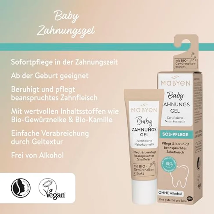 MABYEN Baby Zahnungsgel, 10ml mit Bio-Gewürznelke, Bio-Kamille und Bio-Ringelblume zur natürlichen Zahnungshilfe – Bild 2