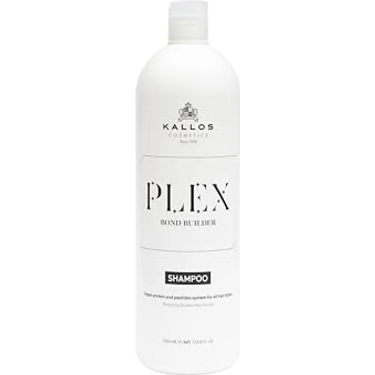 Kallos Plex Bond Builder Shampoo, mit Pflanzenprotein- und Peptidkomplex, 1000 ml – 33,81 Fl Oz, feuchtigkeitsspendend und glanzverleihend