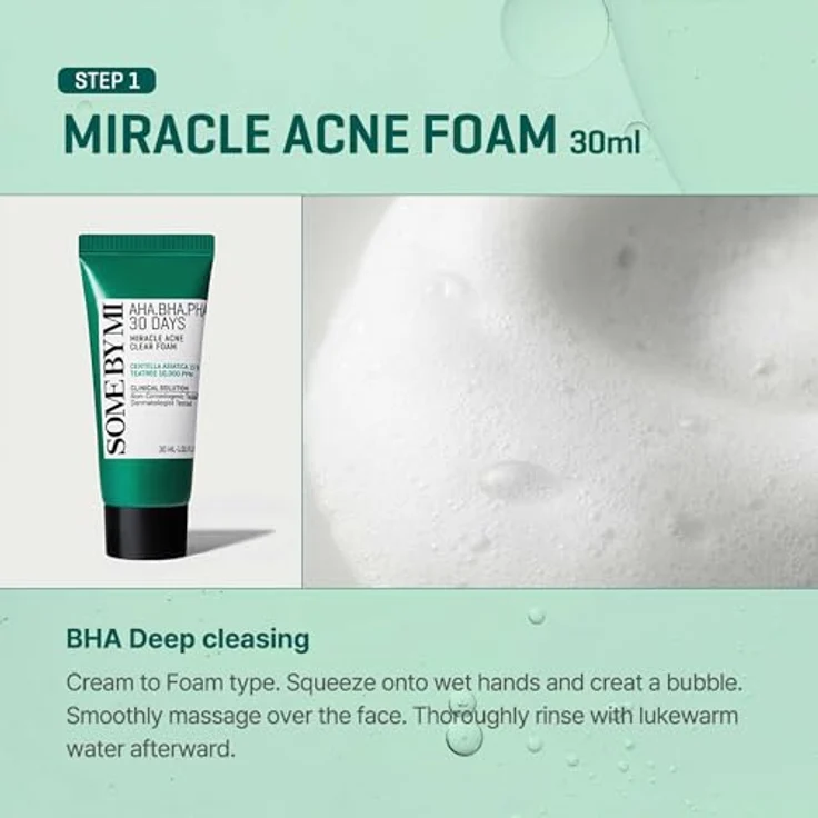 Some By Mi AHA BHA Miracle SOS Kit, Gesichtsserum mit Reinigungsschaum, Toner, Serum und Creme, 90 ml – Bild 4