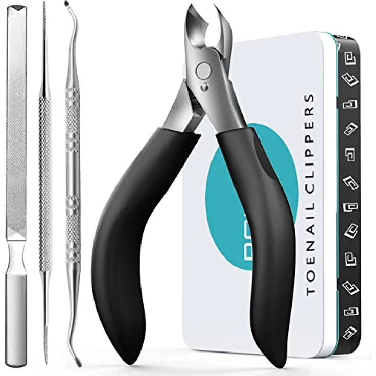 RONAVO Präzision Nagelschere Set für dicke Zehennägel, robuster Nagelknipser mit superscharfen Klingen und Edelstahl-Zubehör in stilvoller Metall Geschenkbox – Bild 1