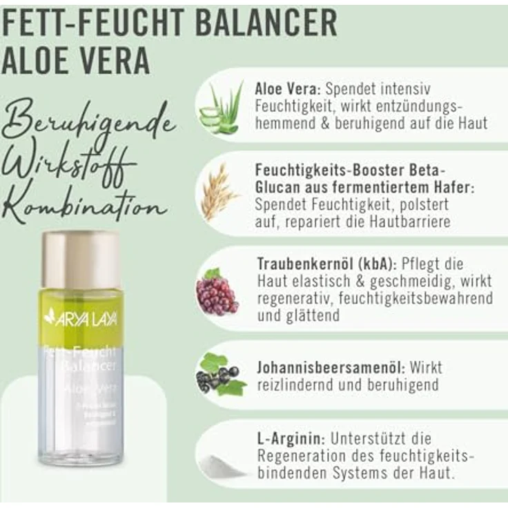 ARYA LAYA Fett-Feucht Balancer Aloe Vera, 50 ml – 2-Phasen Serum für viele Hauttypen, beruhigend und entspannend, vegan – Bild 3