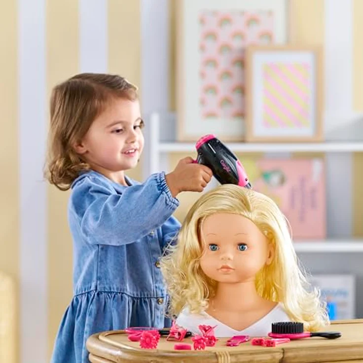 Corolle MaCorolle Haarstyling Set, 14 Teile, Stylingzubehör mit Fön, elektrischer Funktion, Bürste, Kamm, Spiegel, Haarclips und Gummis, ab 3 Jahre – Bild 5