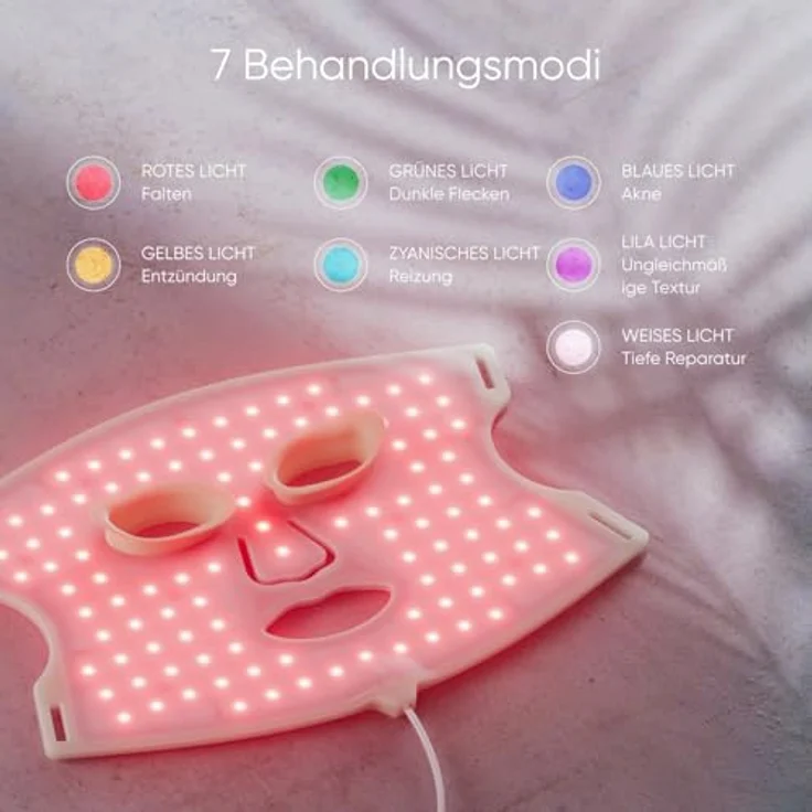 Nanoleaf LED Licht Gesichtsmaske, wiederaufladbare Rotlicht Face Mask mit 7 Modi, RGB & NIR-LEDs, hautfreundliches Silikon, tragbar, 5-10 Min täglich – Bild 2