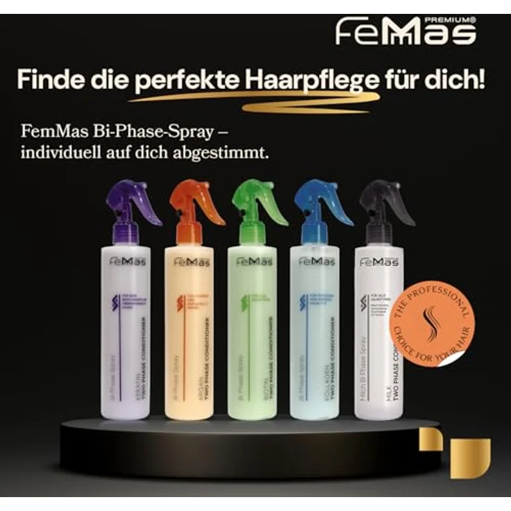 FemMas Bi-Phase Spray Milk Sofortpflege 320ml, Leave-in Conditioner mit Milchproteinen für Glanz, Geschmeidigkeit und Haarausfallprophylaxe – Bild 2