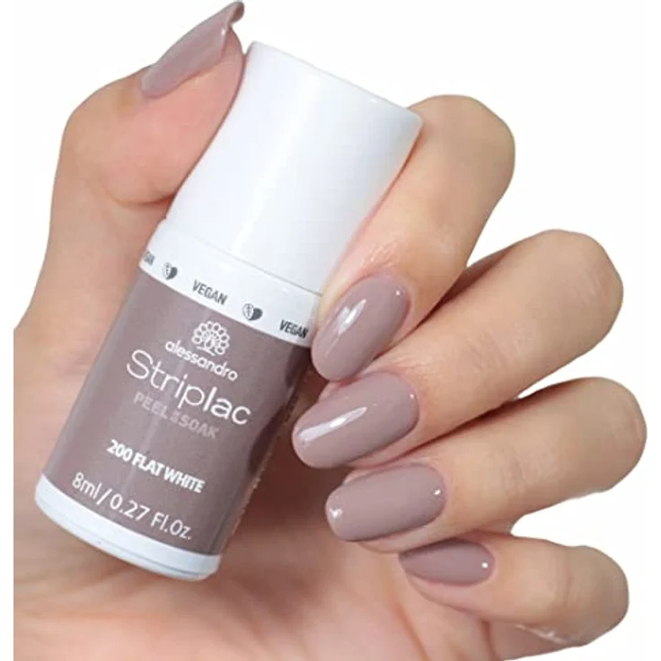 alessandro Striplac Peel or Soak Flat White -VEGAN - LED-Nagellack im mittleren Braunton – Für perfekte Nägel in 15 Minuten, 8ml – Bild 2