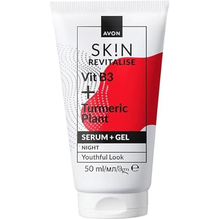 Avon Sk!n Revitalise Serum & Gel mit Vitamin B + Kurkuma, 50 ml Tube, perfekte Nachtpflege