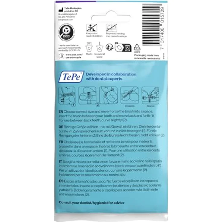 TePe Interdentalbürste - Für eine einfache und gründliche Reinigung der Zahnzwischenräume 1 x 8 Interdental Bürsten Interdentalbürsten lila – Bild 3