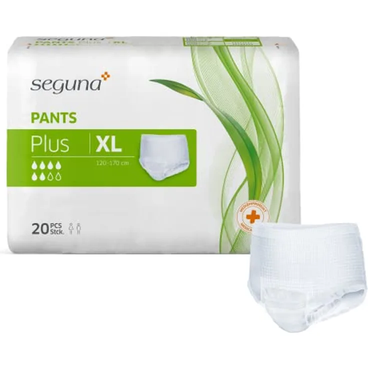 Seguna SEGUNA Pants Plus, Inkontinenz Pants, Windelhosen für Erwachsene, Frauen, Männer, Inkontinenzhosen bei Blasenschwäche (XL, 4 x 20 Stück) - Inkontinenzartikel zur mittleren Inkontinenz, 1.720 ml Saugleistung, geeignet für Hüftumfang 120 - 170 cm, neutraler Versand, extra Schutzbündchen, blau