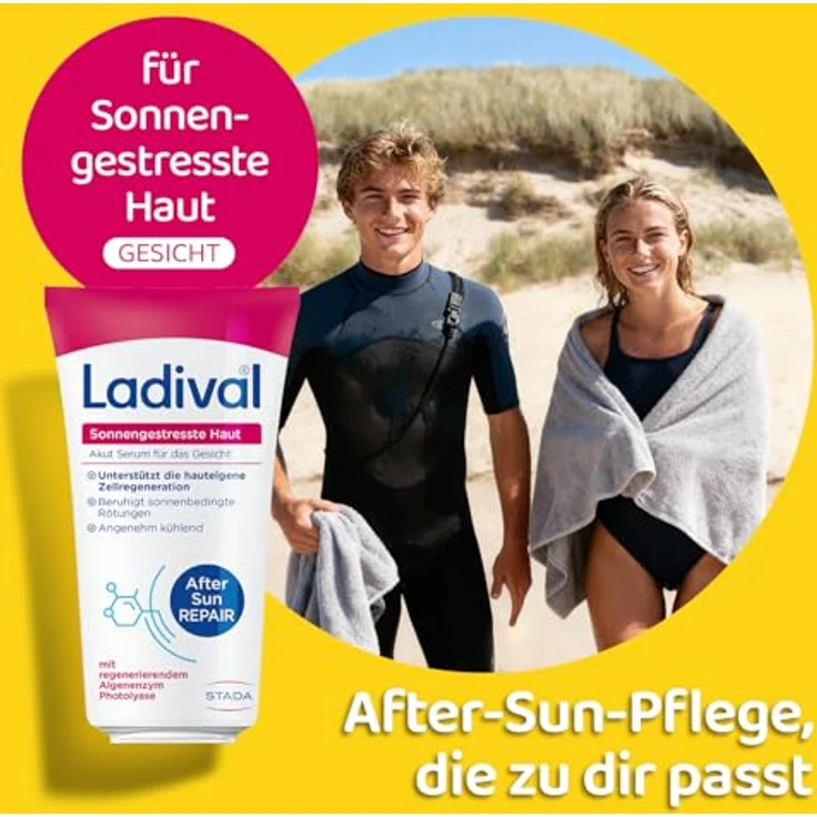 Ladival Sonnengestresste Haut Akut Serum Gesicht, After Sun Repair mit Photolyase, regenerierend und kühlend, 50 ml – Bild 3