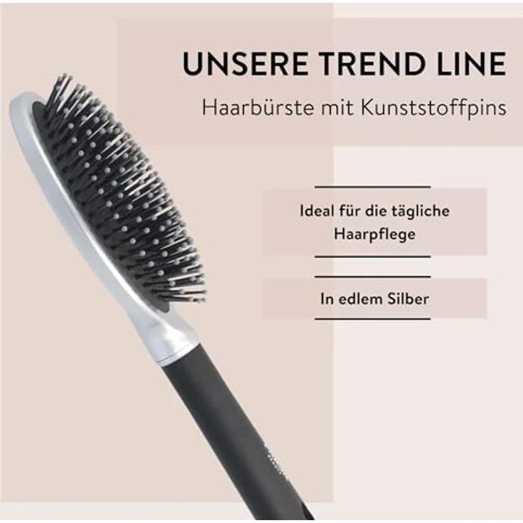 Parsa Beauty Haarbürste Trend Line Groß Oval Bürste Mit Kunststoffpins Silber – Bild 4