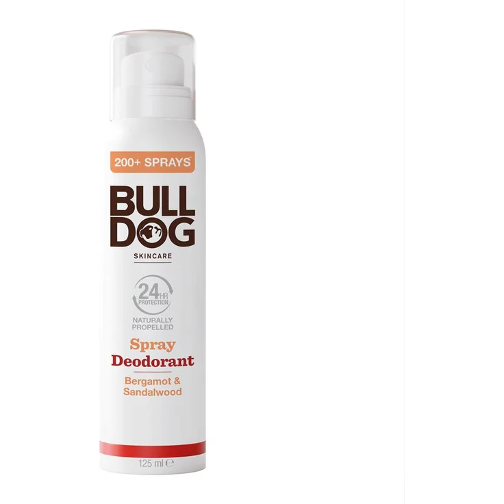 Bulldog Bergamot & Sandalwood Deodorant Spray, 125 ml, Herren Deo gegen Schweiß und Gerüche, beruhigt die Haut